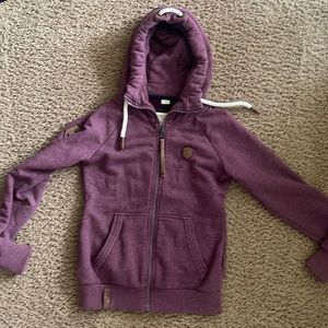 Naketano wine colored zip hoodie in a size small.